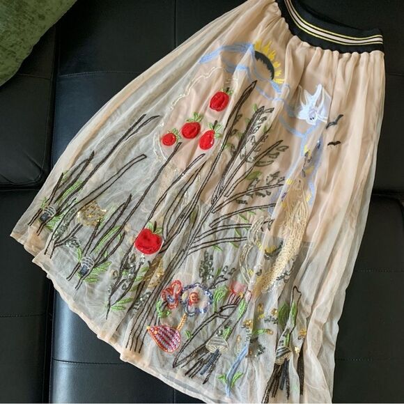 ZARA TAN TULLE MIDI SKIRT - Picture 4 of 14